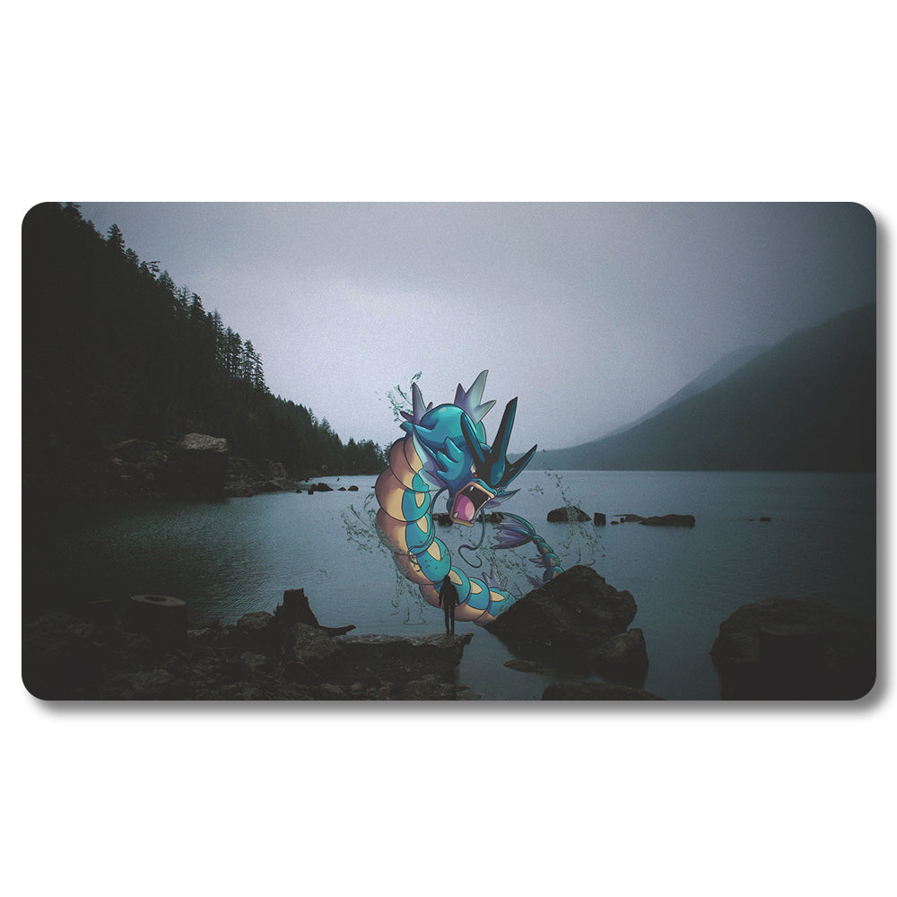 PTCG Gyarados Playmat - Pokemon Size 23.6X13.7in Play mats Compatible for TCG MTG RPG CCG Trading Card Game