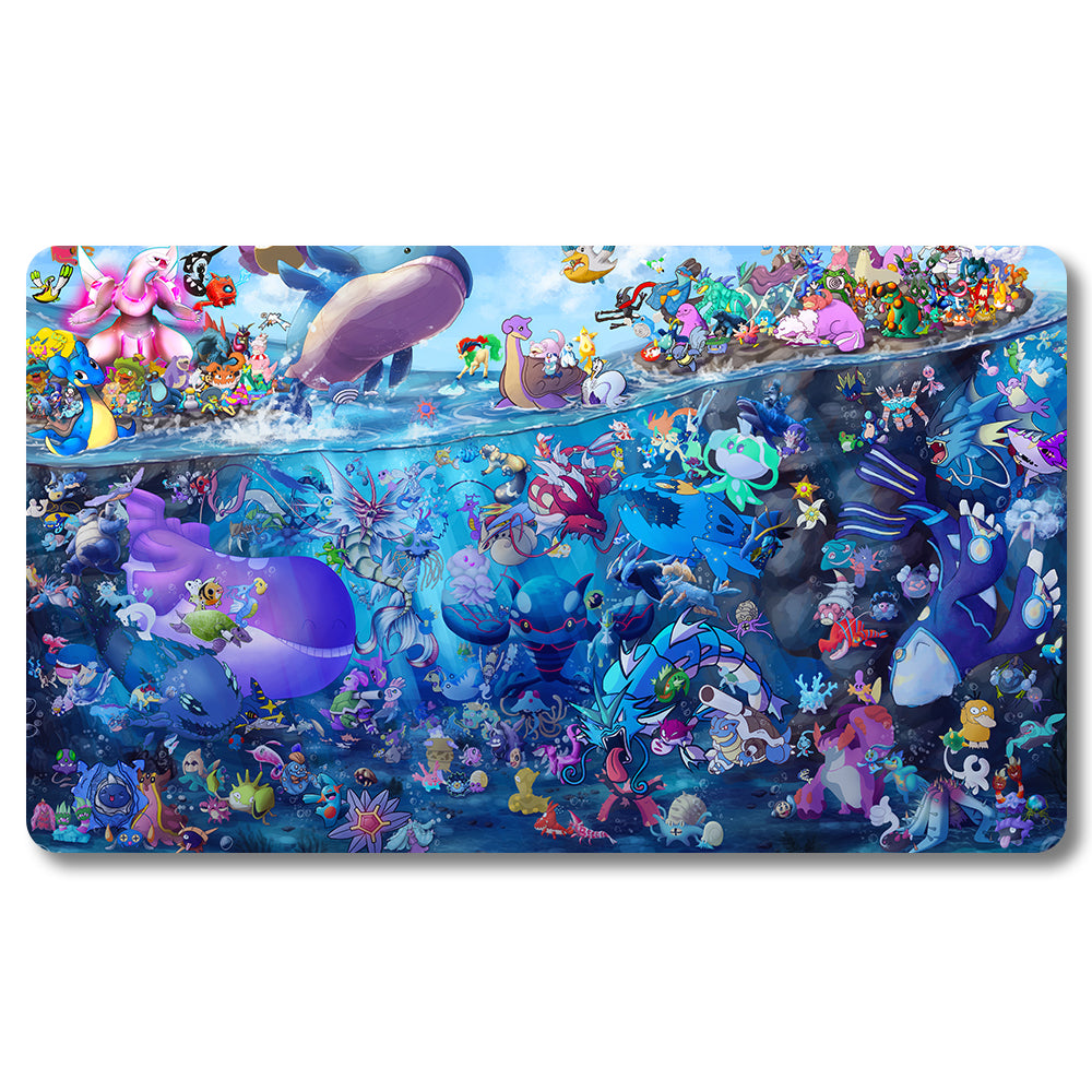 PTCG seabed Playmat - Pokemon Size 23.6X13.7in Play mats Compatible for TCG MTG RPG CCG Trading Card Game