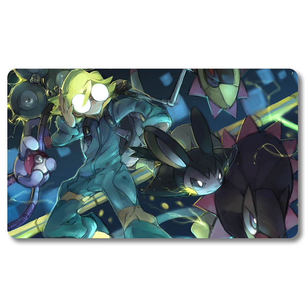 Board Game Clemont Playmat - Pokemon Size 23.6X13.7in Play mats Compatible for TCG MTG RPG CCG Trading Card Game