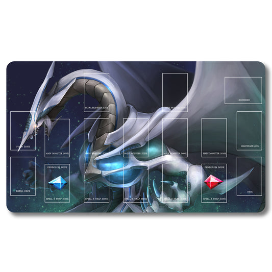 Board Game Blue-Eyes Chaos Dragon Playmat- Yugioh  Size 23.6X13.7in Play mats Compatible for TCG OCG CCG Trading Card Game