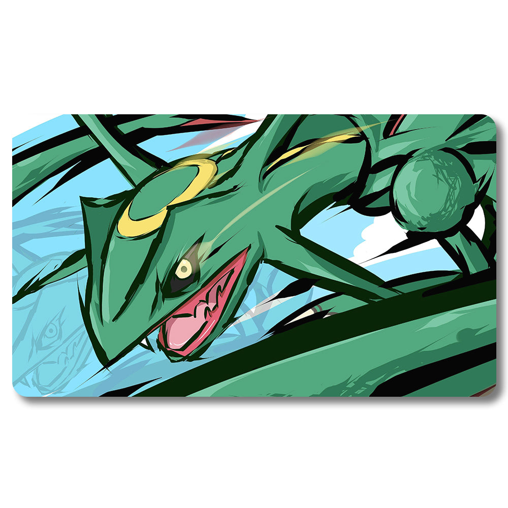 PTCG Rayquaza Playmat - Pokemon Size 23.6X13.7in Play mats Compatible for TCG MTG RPG CCG Trading Card Game