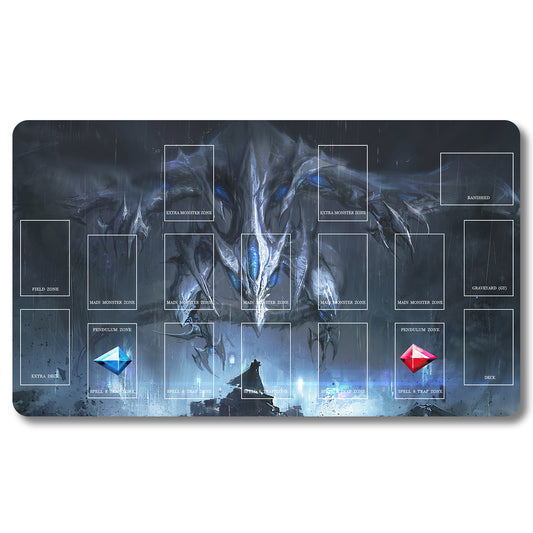 Board Game Blue-Eyes White Dragon Playmat- Yugioh Size 23.6X13.7in Play mats Compatible for TCG OCG CCG Trading Card Game