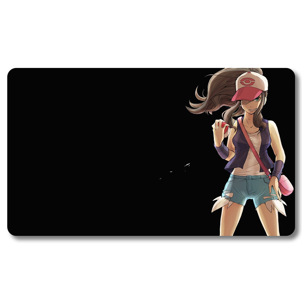 PTCG Hilda Playmat - Pokemon Size 23.6X13.7in Play mats Compatible for TCG MTG RPG CCG Trading Card Game