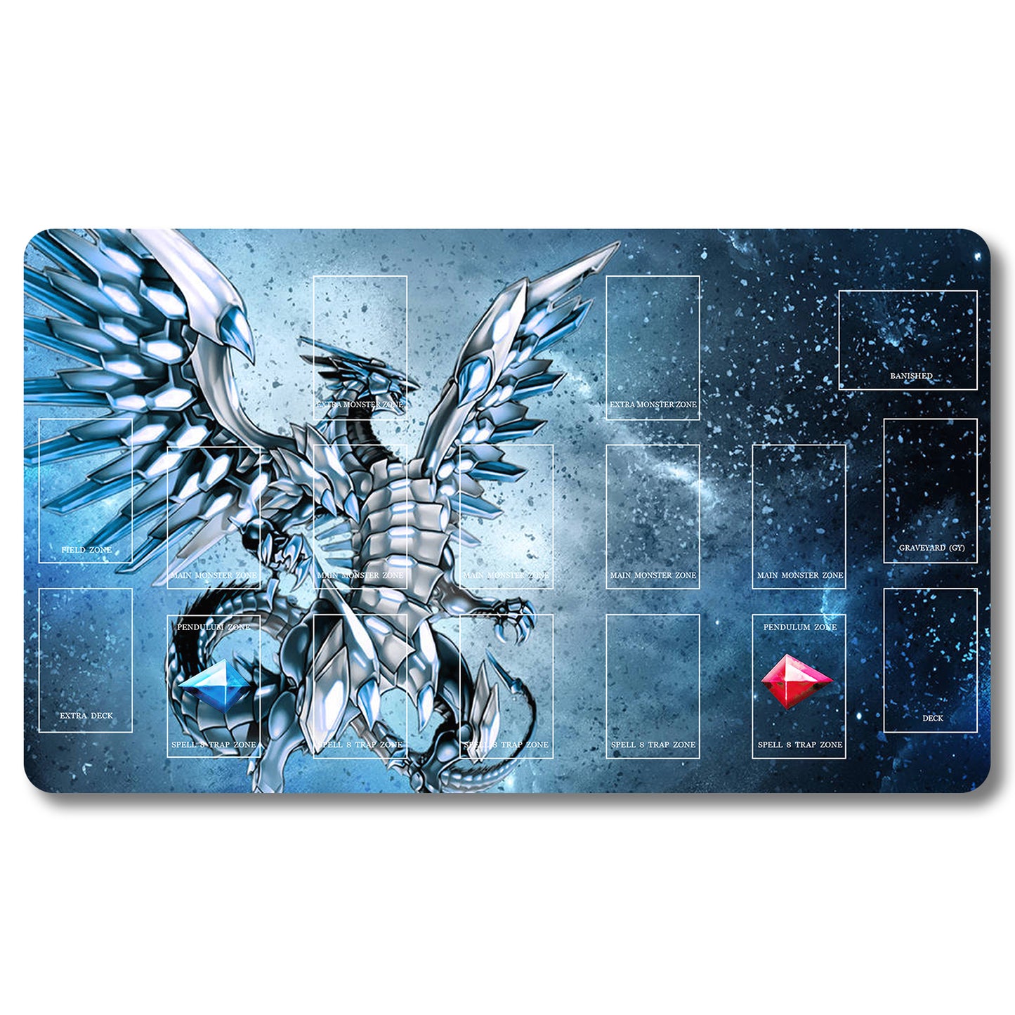 YUGIOH Blue Eyes White Dragon Playmat - Yugioh Size 23.6X13.7in Play mats Compatible for TCG OCG CCG Trading Card Game