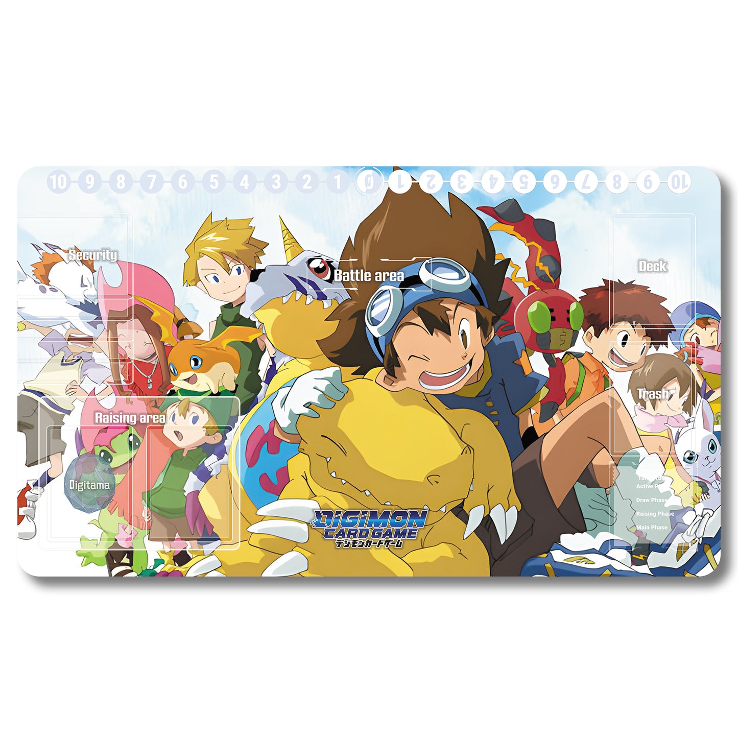 Board Game Agumon Playmat - Digimon Size 23.6X13.7in Play mats Compatible for TCG DTCG CCG Trading Card Game