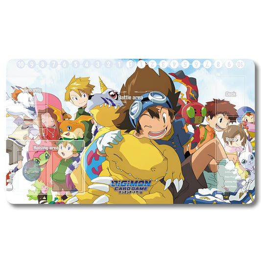 Board Game Agumon Playmat - Digimon Size 23.6X13.7in Play mats Compatible for TCG DTCG CCG Trading Card Game