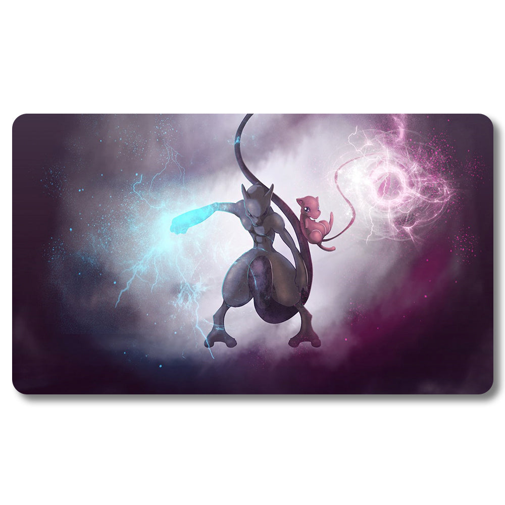 PTCG Mewtwo Playmat - Pokemon Size 23.6X13.7in Play mats Compatible for TCG MTG RPG CCG Trading Card Game