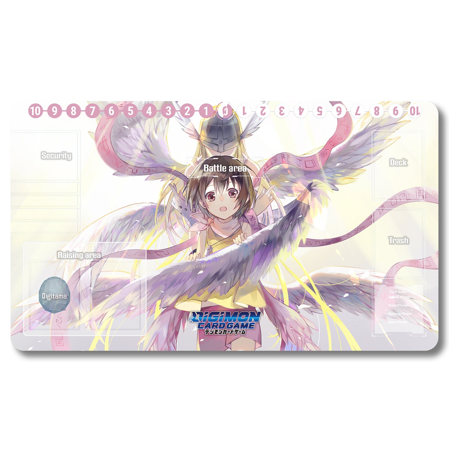 Board Game Angewomon Playmat - Digimon Size 23.6X13.7in Play mats Compatible for TCG DTCG CCG Trading Card Game