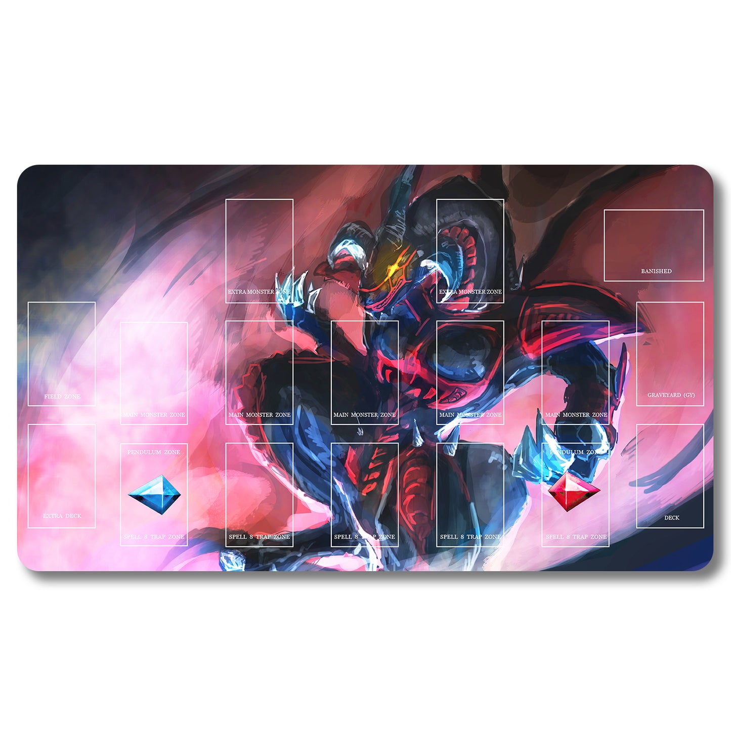 YUGIOH Zombyra the Dark Playmat - Yugioh Size 23.6X13.7in Play mats Compatible for TCG OCG CCG Trading Card Game