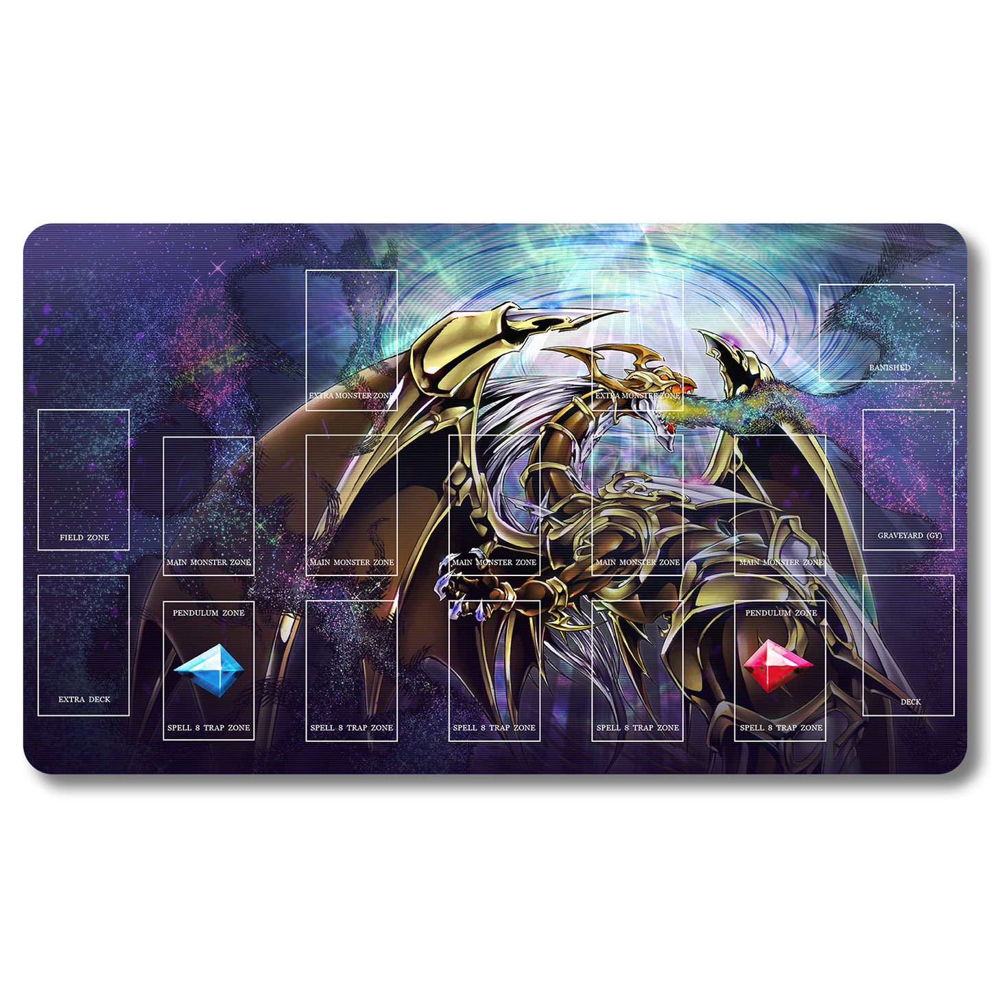 Tabulludo Ekstercentra - 1214259- Yugioh Playmat Grandeco 23.6X13.7in Ludaj matoj Kongrua por TCG OCG CCG Komerca Kartludo