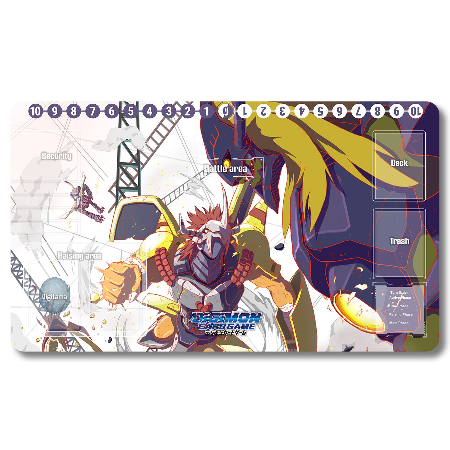 Board Game Ancient Greymon Playmat - Digimon Size 23.6X13.7in Play mats Compatible for TCG DTCG CCG Trading Card Game