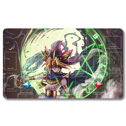 Board Game Yugi Muto Playmat - Yugioh Size 23.6X13.7in Play mats Compatible for TCG OCG CCG Trading Card Game