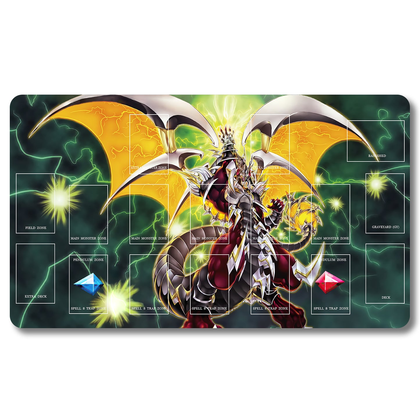 Tabulludo Ekstercentra - 256478- Yugioh Playmat Grandeco 23.6X13.7in Ludaj matoj Kongrua por TCG OCG CCG Komerca Kartludo