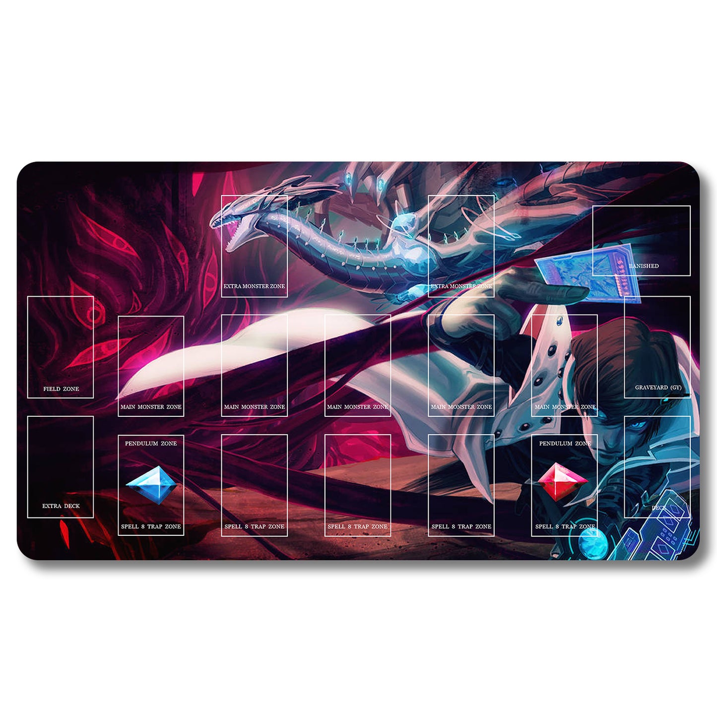 YUGIOH Peripheral - 749653- Yugioh Playmat Size 23.6X13.7in Play mats Compatible for TCG OCG CCG Trading Card Game