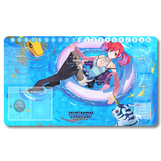 Board Game Agumon Playmat - Digimon Size 23.6X13.7in Play mats Compatible for TCG DTCG CCG Trading Card Game