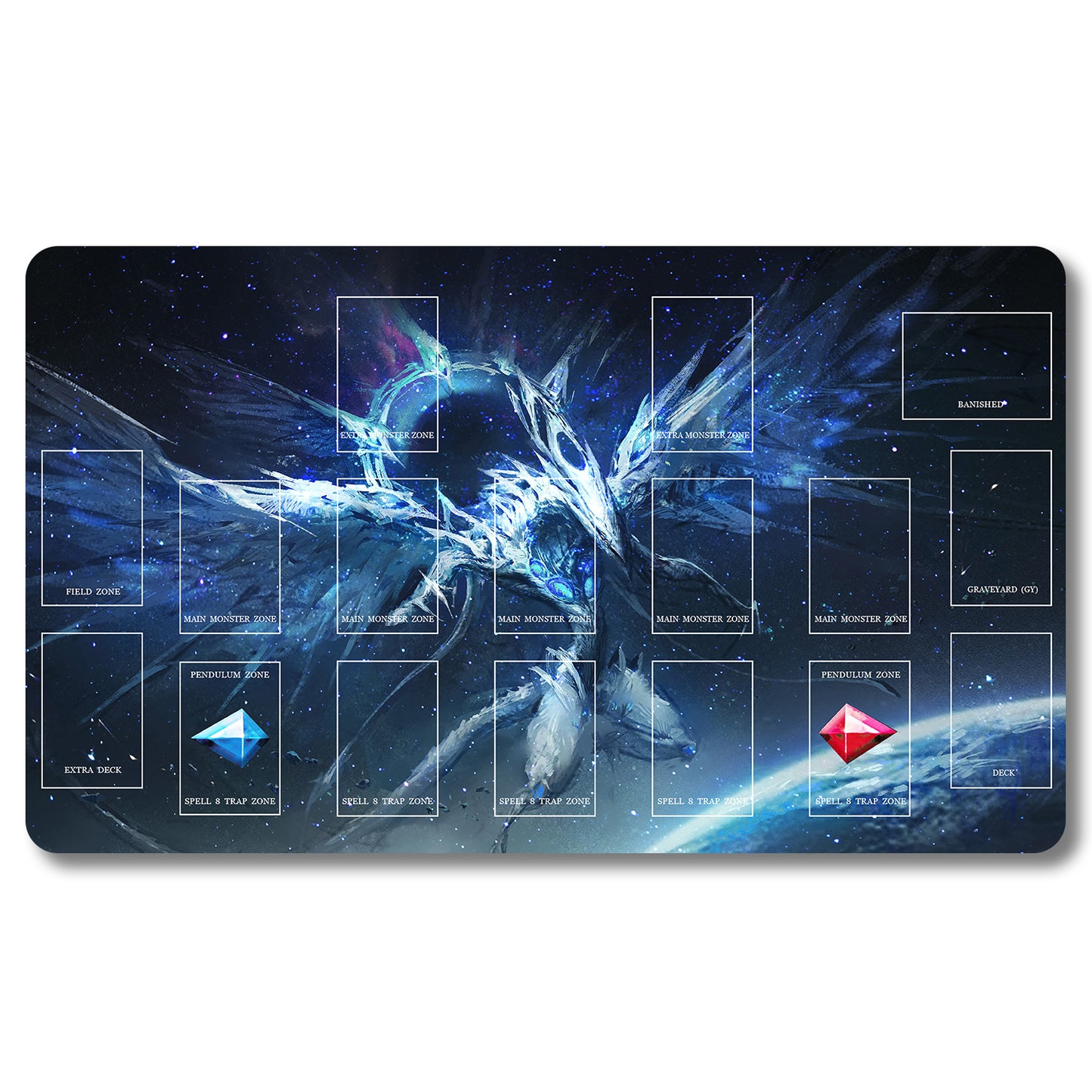 YUGIOH Blue-Eyes White Drago Playmat - Yugioh Size 23.6X13.7in Play mats Compatible for TCG OCG CCG Trading Card Game