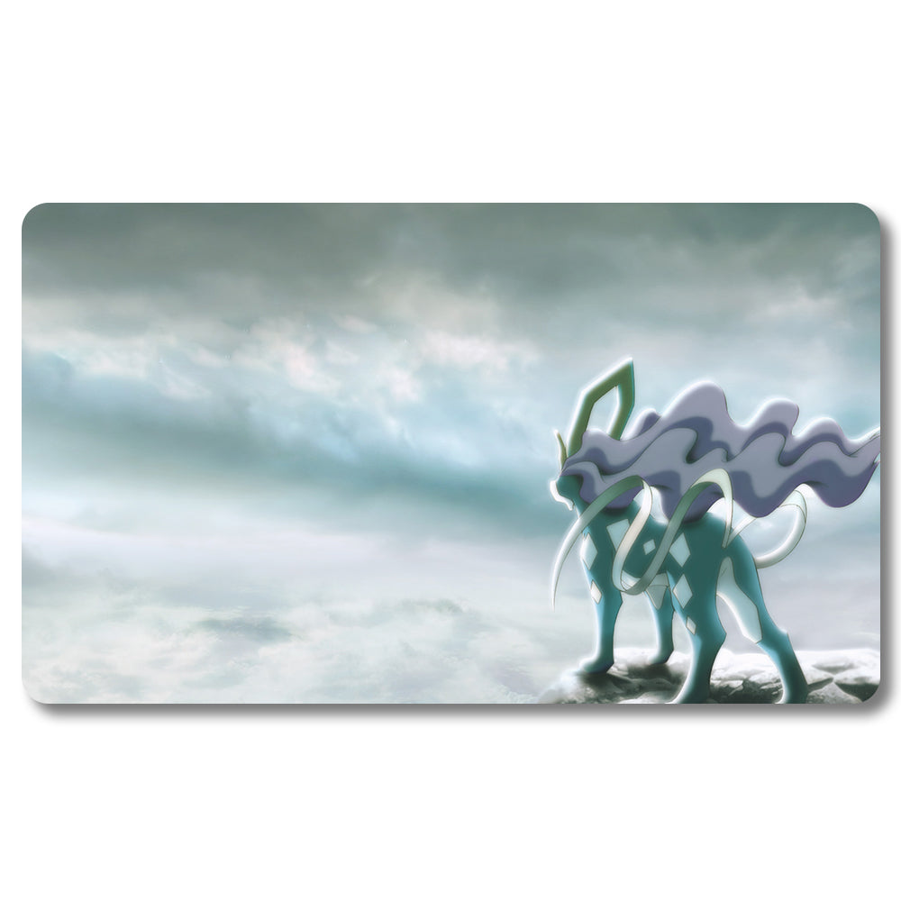 PTCG Suicune Playmat - Pokemon Size 23.6X13.7in Play mats Compatible for TCG MTG RPG CCG Trading Card Game