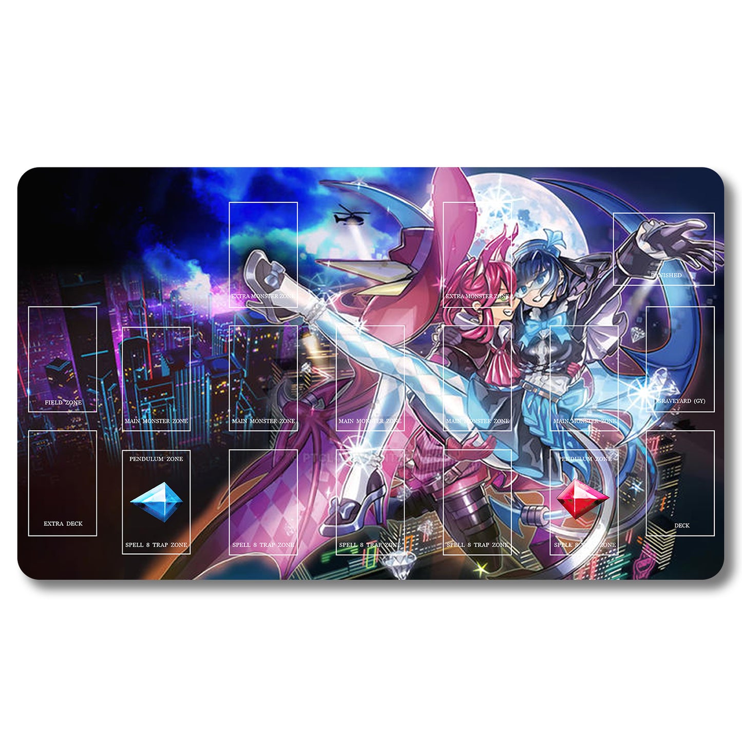 YUGIOH Peripheral - 79653- Yugioh Playmat Size 23.6X13.7in Play mats Compatible for TCG OCG CCG Trading Card Game