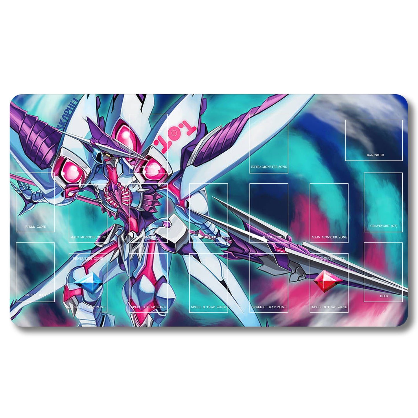 YUGIOH Peripheral - 109653- Yugioh Playmat Size 23.6X13.7in Play mats Compatible for TCG OCG CCG Trading Card Game