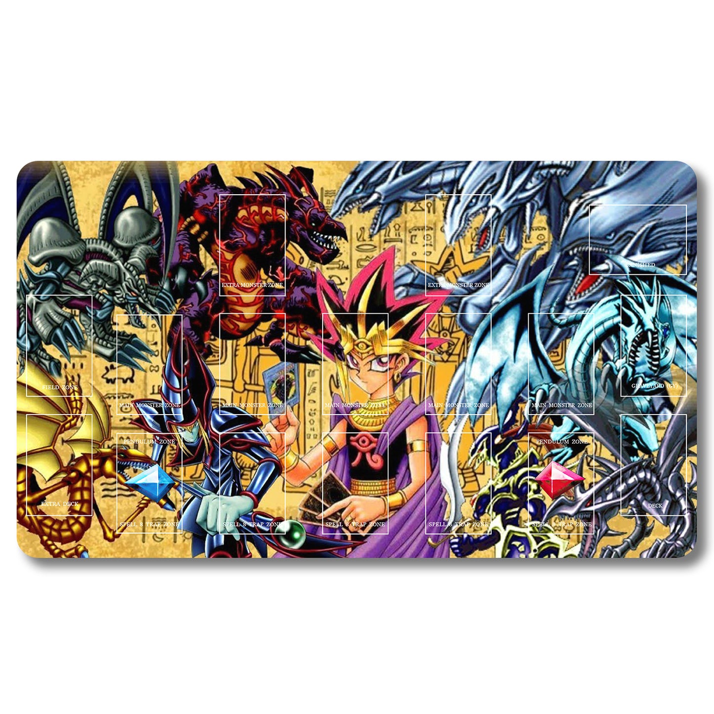 YUGIOH Yugi Muto Playmat- Yugioh Size 23.6X13.7in Play mats Compatible for TCG OCG CCG Trading Card Game