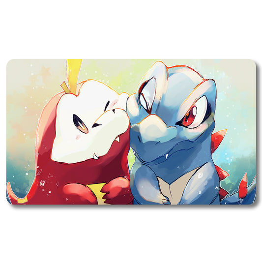 PTCG Stupid Fire Crocodile Playmat - Pokemon Size 23.6X13.7in Play mats Compatible for TCG MTG RPG CCG Trading Card Game