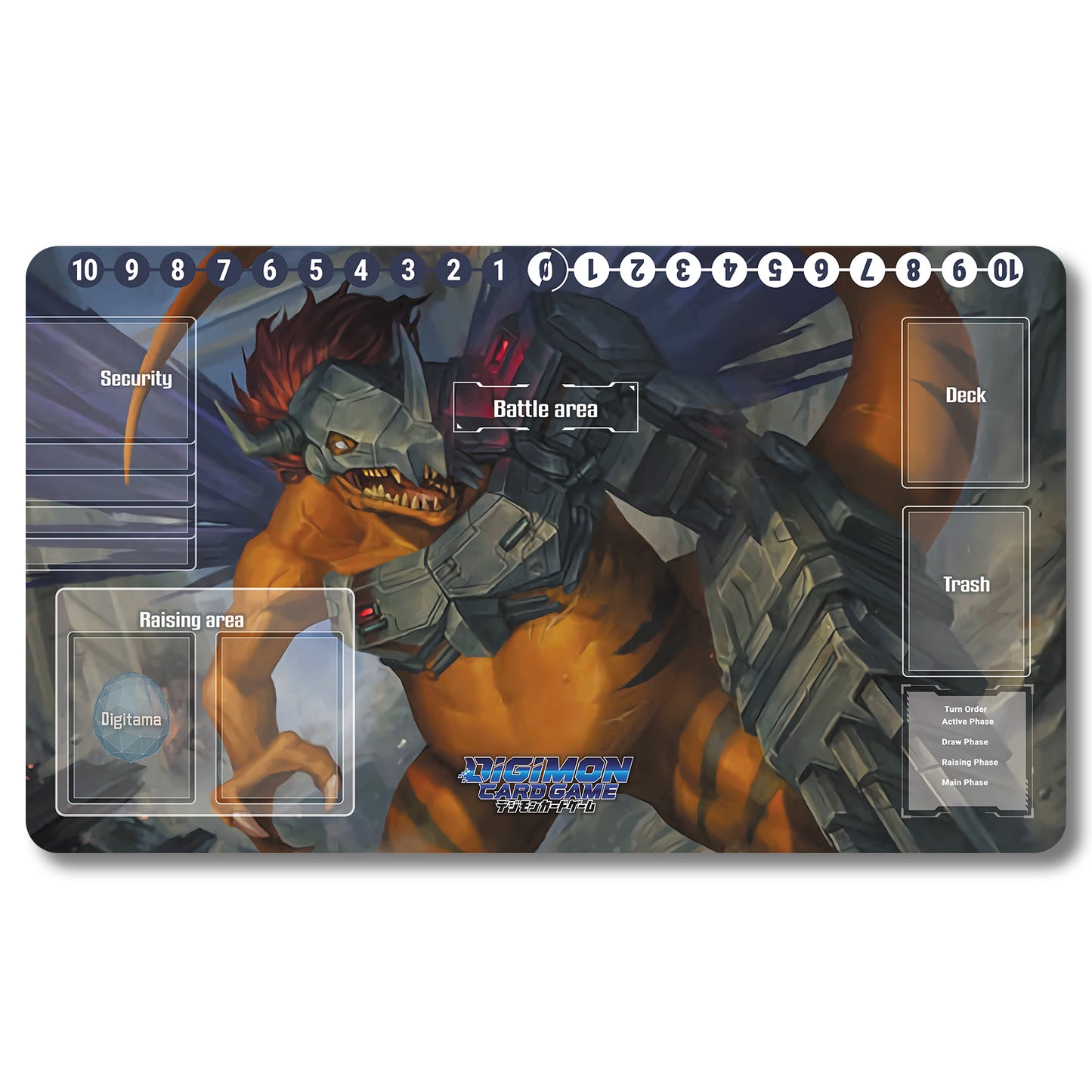 Board Game Greymon Playmat - Digimon Size 23.6X13.7in Play mats Compatible for TCG DTCG CCG Trading Card Game