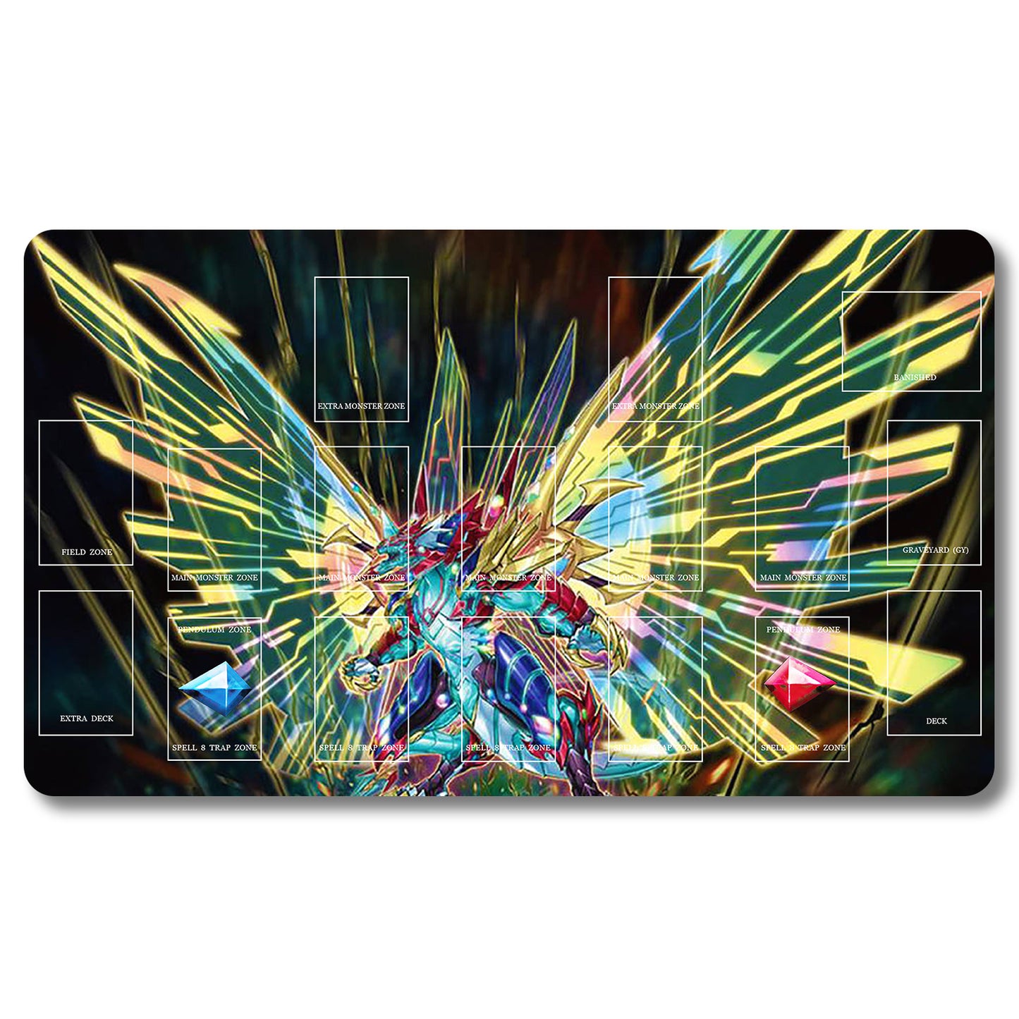 Tabulludo Ekstercentra - 339653- Yugioh Playmat Grandeco 23.6X13.7in Ludaj matoj Kongrua por TCG OCG CCG Komerca Kartludo