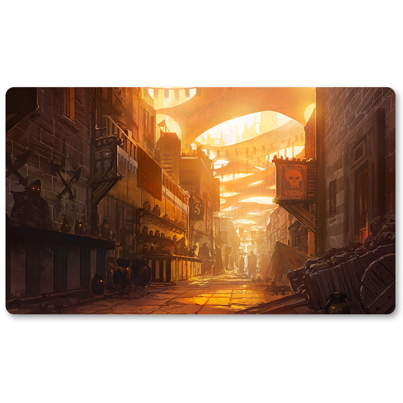 Magic The Gathering Peripheral- Tin Street Market -MTG Playmat Size 23.6X13.7in Play mats Compatible for TCG RPG CCG Trading Card Game