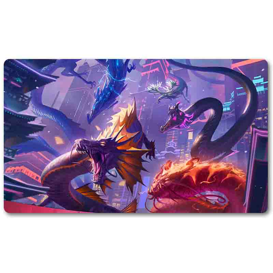 Board Game Peripheral- THE FIVE DRAGONS  -MTG Playmat Size 23.6X13.7in Play mats Compatible for TCG RPG CCG Trading Card Game