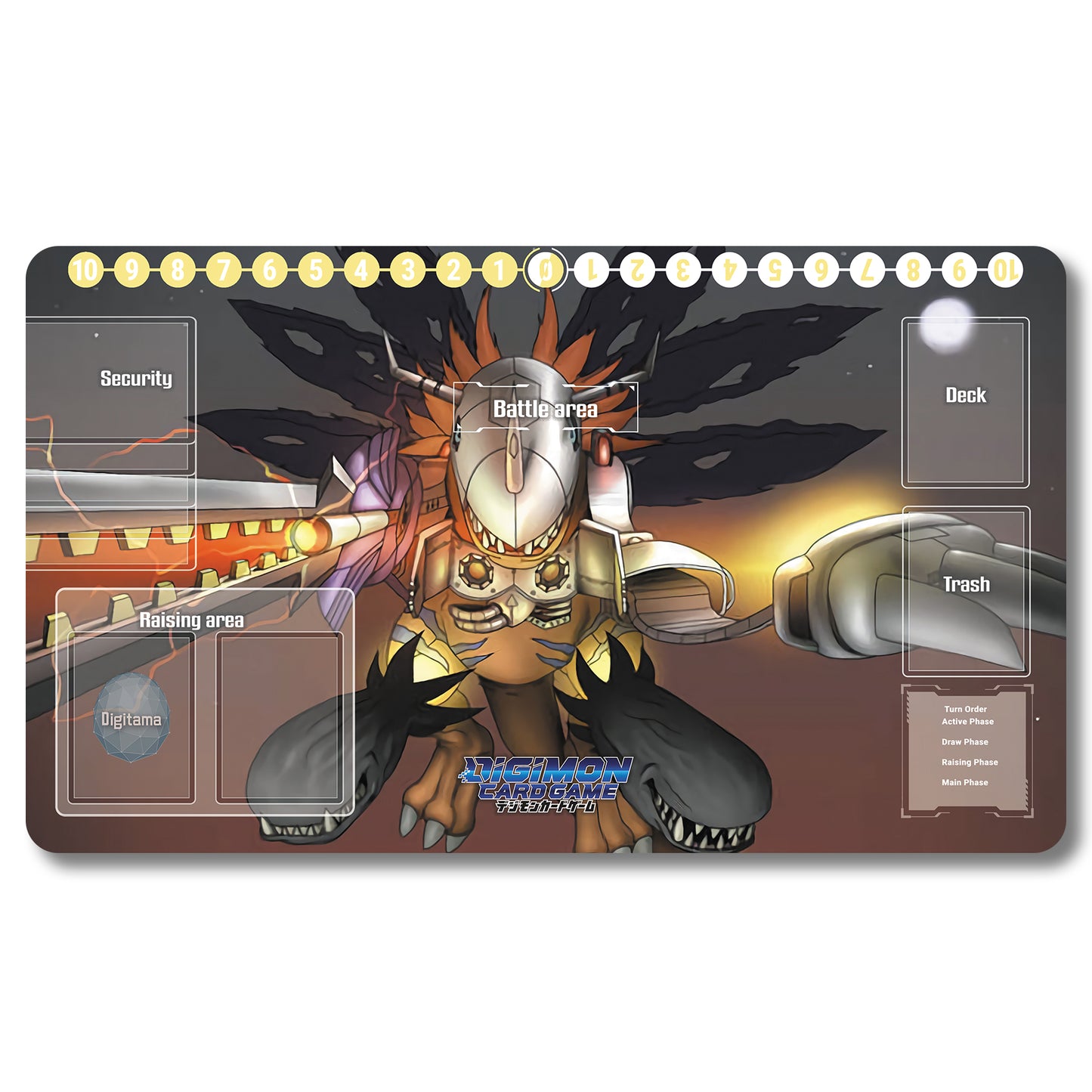 Board Game Greymon Playmat - Digimon Size 23.6X13.7in Play mats Compatible for TCG DTCG CCG Trading Card Game