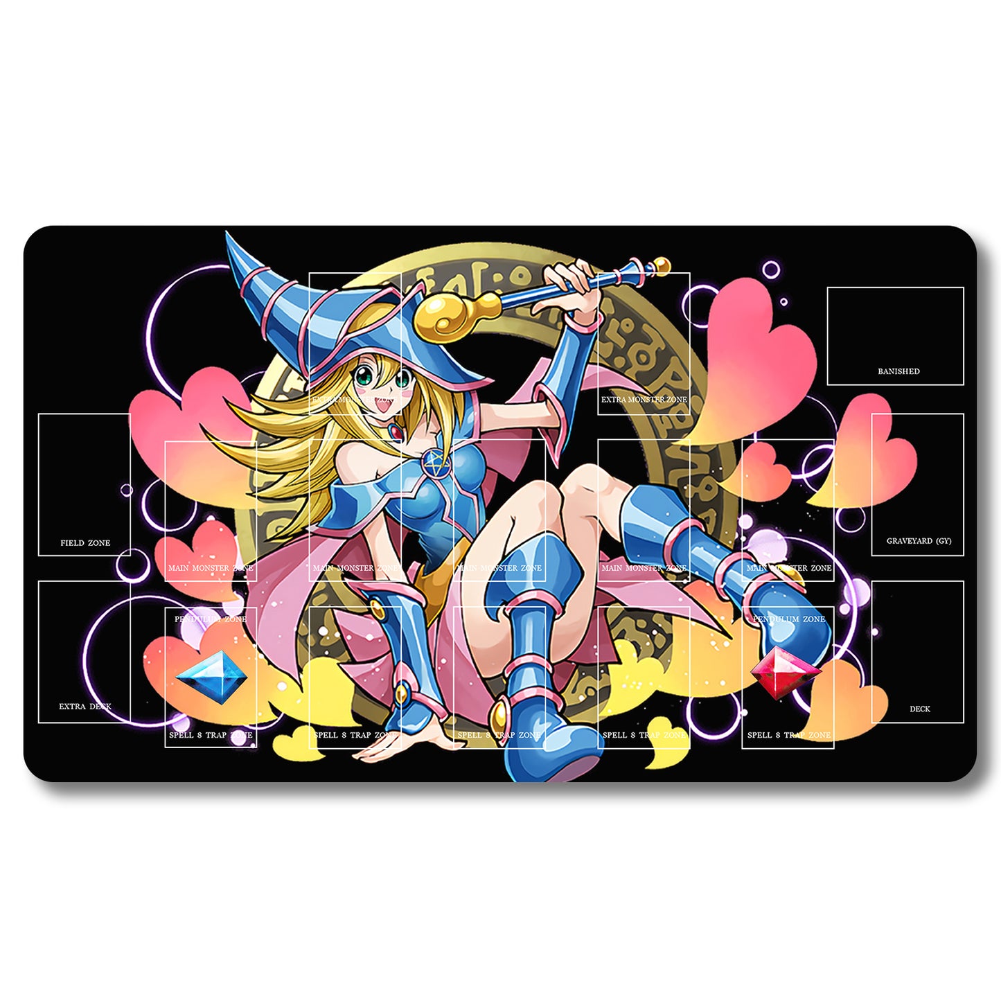 YUGIOH Dark Magician Girl Playmat - Yugioh Size 23.6X13.7in Play mats Compatible for TCG OCG CCG Trading Card Game