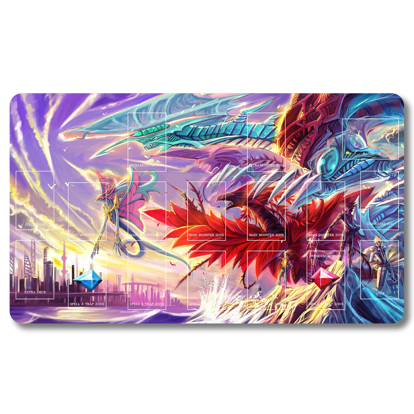 YUGIOH Chaos Emperor Dragon - Envoy of the End Playmat - Yugioh Size 23.6X13.7in Play mats Compatible for TCG OCG CCG Trading Card Game