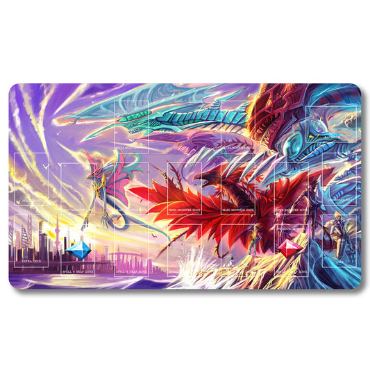 Tabulludo Ekstercentra - 607953- Yugioh Playmat Grandeco 23.6X13.7in Ludaj matoj Kongrua por TCG OCG CCG Komerca Kartludo