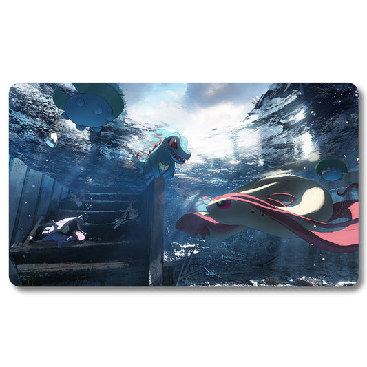 PTCG Small saw crocodile Playmat - Pokemon Size 23.6X13.7in Play mats Compatible for TCG MTG RPG CCG Trading Card Game