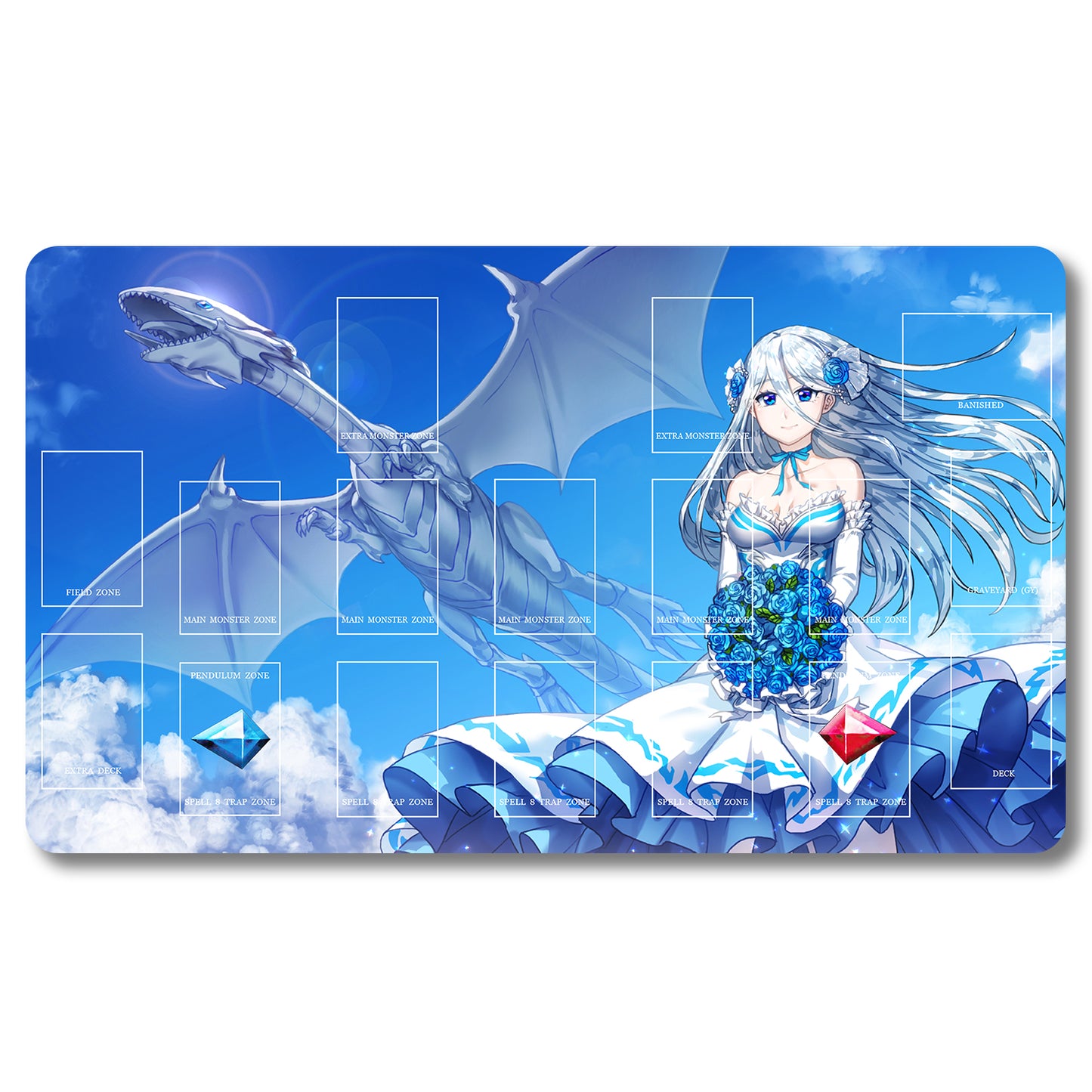 Board Game Peripheral - 975169- Yugioh Playmat Size 23.6X13.7in Play mats Compatible for TCG OCG CCG Trading Card Game