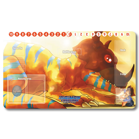 Digimon Greymon Playmat - Digimon Size 23.6X13.7in Play mats Compatible for TCG DTCG CCG Trading Card Game