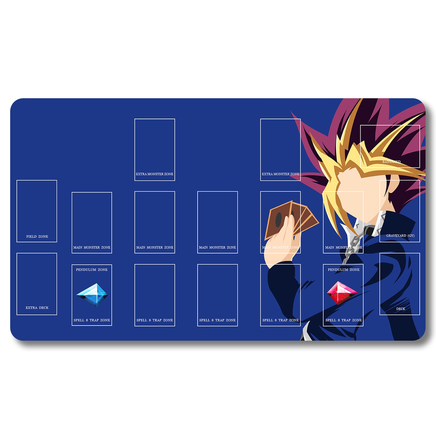 YUGIOH Yugi Muto Playmat- Yugioh Size 23.6X13.7in Play mats Compatible for TCG OCG CCG Trading Card Game