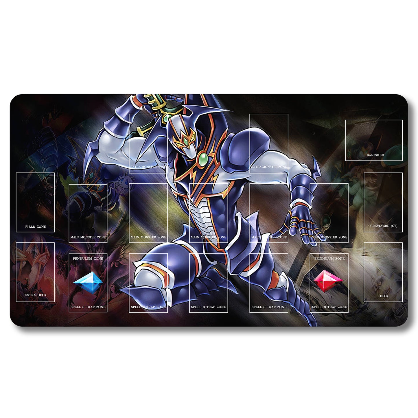 Tabulludo Ekstercentra - 88656- Yugioh Playmat Grandeco 23.6X13.7in Ludaj matoj Kongruaj por TCG OCG CCG Komerca Kartludo