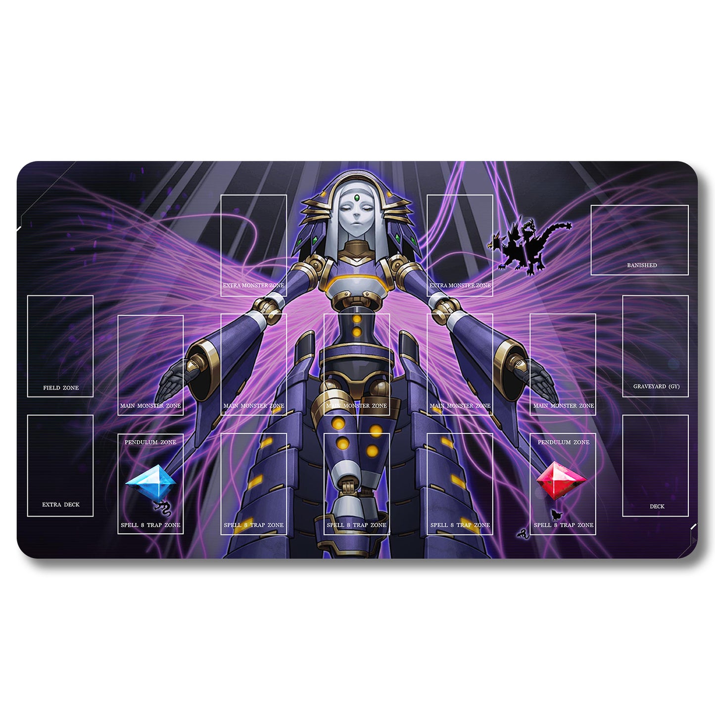 YUGIOH El Shaddoll Wendigo Playmat- Yugioh Size 23.6X13.7in Play mats Compatible for TCG OCG CCG Trading Card Game