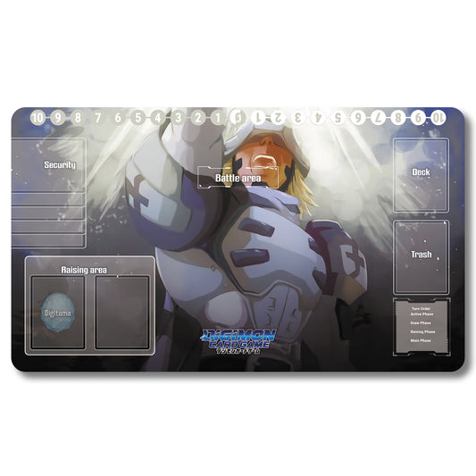 Board Game Angemon Playmat - Digimon Size 23.6X13.7in Play mats Compatible for TCG DTCG CCG Trading Card Game