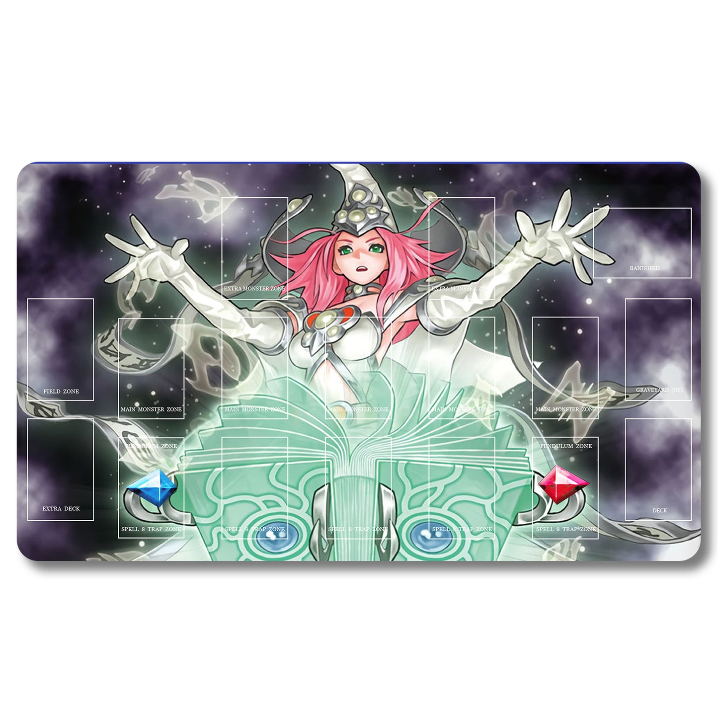 Board Game The Magic Book of Law Playmat- Yugioh  Size 23.6X13.7in Play mats Compatible for TCG OCG CCG Trading Card Game