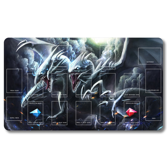 YUGIOH Blue-Eyes Ultimate Dragon Playmat - Yugioh Size 23.6X13.7in Play mats Compatible for TCG OCG CCG Trading Card Game