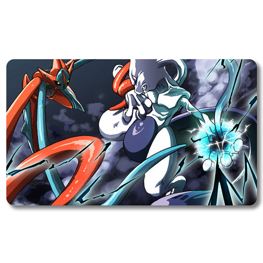 PTCG Deoxys Playmat - Pokemon Size 23.6X13.7in Play mats Compatible for TCG MTG RPG CCG Trading Card Game