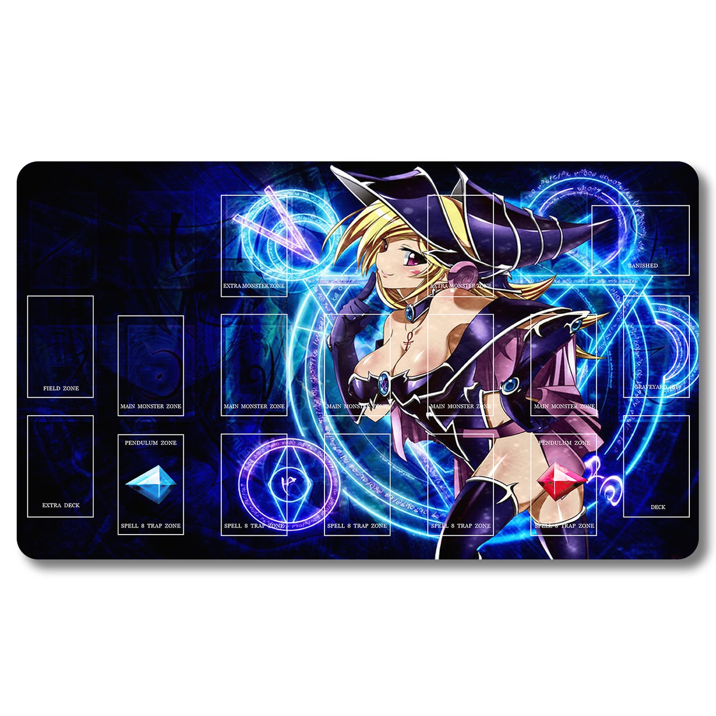 YUGIOH Dark Magician Girl the Dragon Knight Playmat - Yugioh Size 23.6X13.7in Play mats Compatible for TCG OCG CCG Trading Card Game