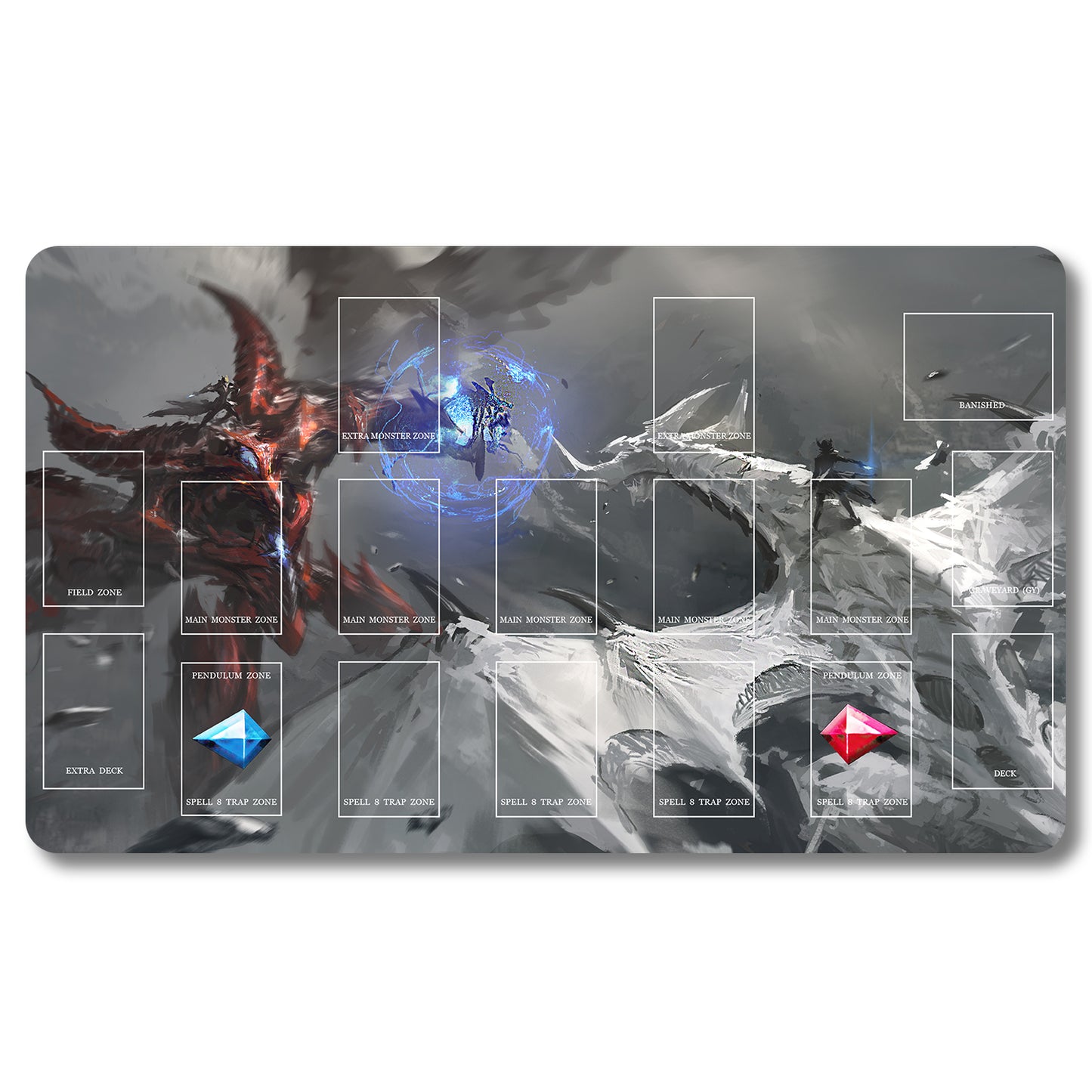 YUGIOH Blue Eyes White Dragon Playmat - Yugioh Size 23.6X13.7in Play mats Compatible for TCG OCG CCG Trading Card Game