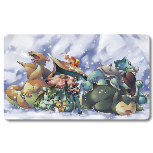 Board Game Bulbasaur Playmat - Pokemon Size 23.6X13.7in Play mats Compatible for TCG MTG RPG CCG Trading Card Game