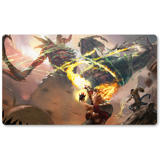 Magic The Gathering Peripheral- FALL OF THE TITANS -MTG Playmat Size 23.6X13.7in Play mats Compatible for TCG RPG CCG Trading Card Game