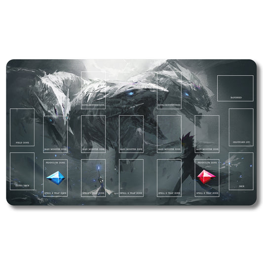 Board Game Blue-Eyes Ultimate Dragon Playmat - Yugioh Size 23.6X13.7in Play mats Compatible for TCG OCG CCG Trading Card Game