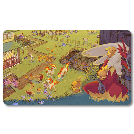 Board Game Rapidash Playmat - Pokemon Size 23.6X13.7in Play mats Compatible for TCG MTG RPG CCG Trading Card Game