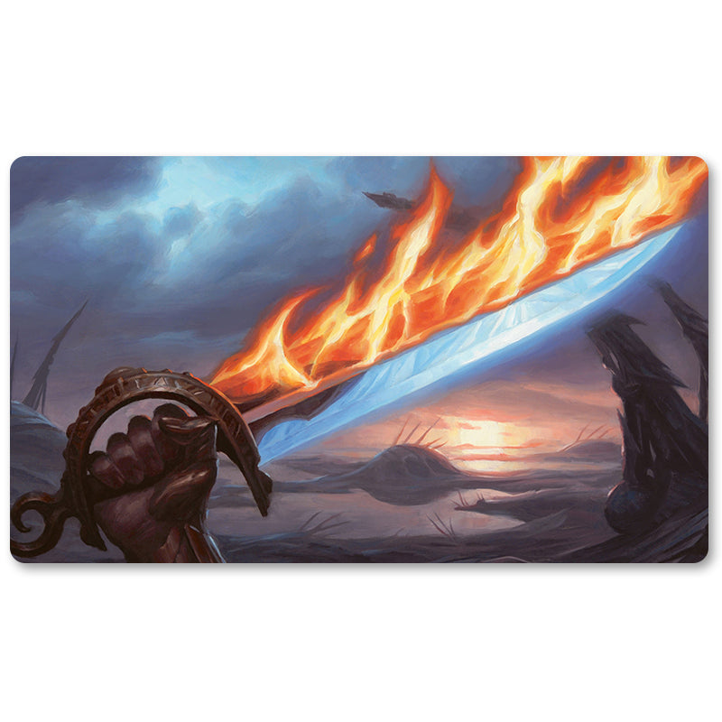 Board Game Peripheral- Sword od Fire and Ice -MTG Playmat Size 23.6X13.7in Play mats Compatible for TCG RPG CCG Trading Card Game